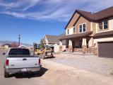 Grading front drive way, there's our truck