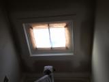 Masking on window at half stairs